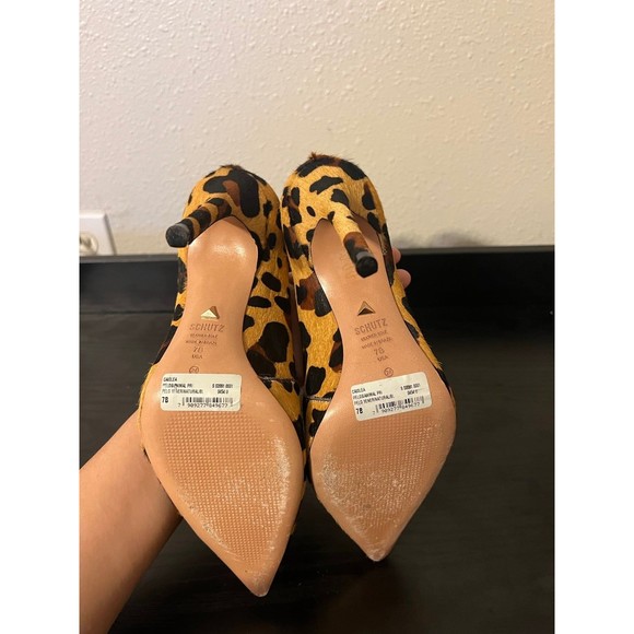 SCHUTZ Caiolea Leopard Print Calf Hair Pumps size US 7 - Picture 10 of 12